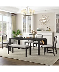 Streamdale Furniture Vintage Extendable Dining Set with 4 Chairs and Bench