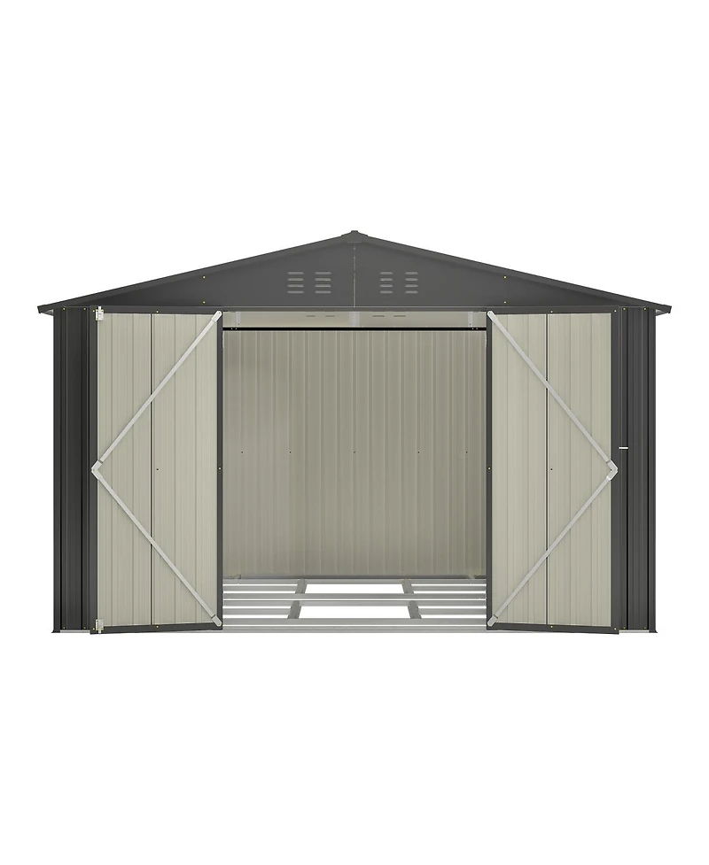 Streamdale Furniture 10x8 Feet Outdoor Metal Storage Shed With Lockable Doors