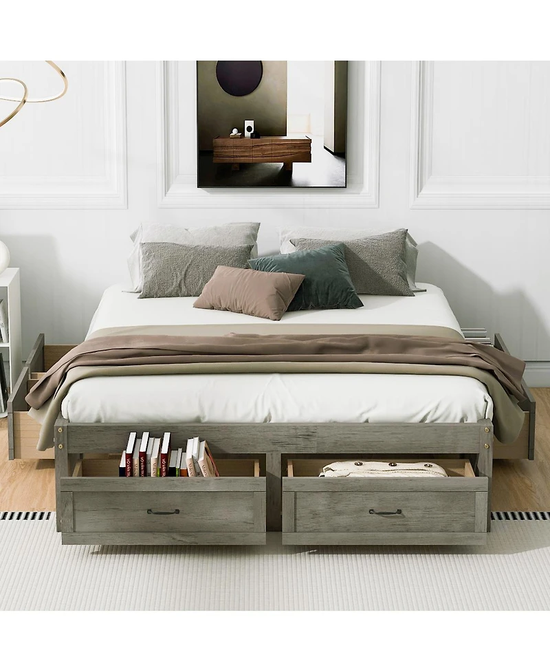 Streamdale Furniture Queen Platform Bed with 6 Drawers