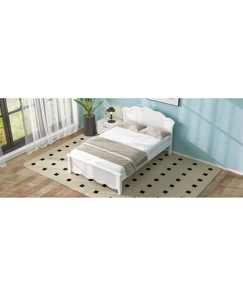 Streamdale Furniture Twin Size Wood Platform Bed with Headboard