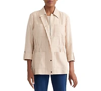 Jones New York Women's Herringbone-Stripe Cotton Patch-Pocket Anorak Jacket