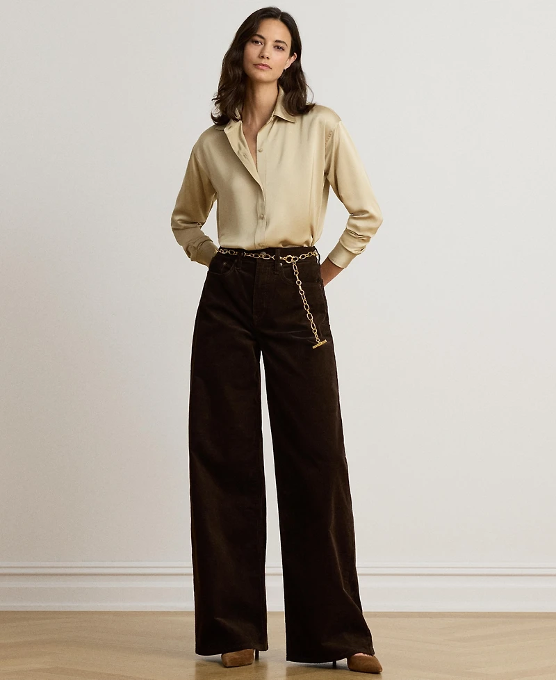 Lauren Ralph Women's Relaxed-Fit Satin Charmeuse Shirt