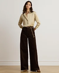 Lauren Ralph Women's Relaxed-Fit Satin Charmeuse Shirt