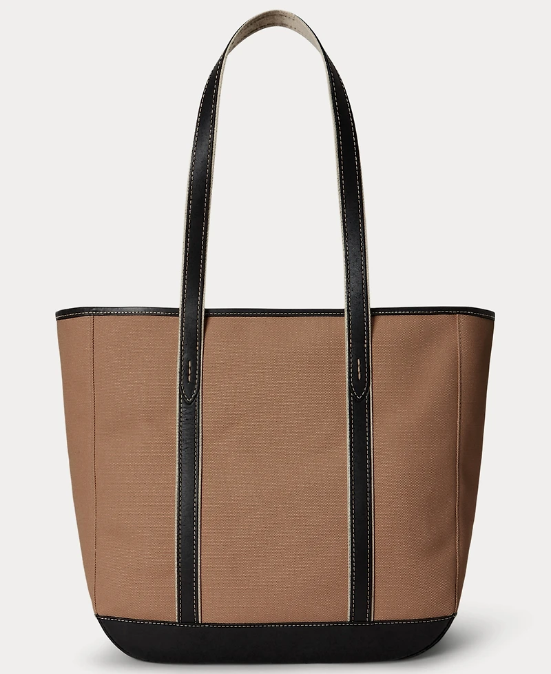 Polo Ralph Lauren Leather-Trim Canvas Medium Shopper Tote