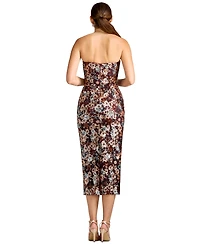 Dress the Population Women's Sequin Floral Sweetheart Midi