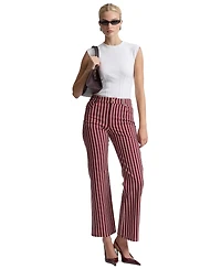 Avec Les Filles Women's Mid-Rise Striped Bootcut Cotton-Blend Jeans