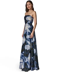 Donna Karan New York Women's Strapless Printed Organza Dress