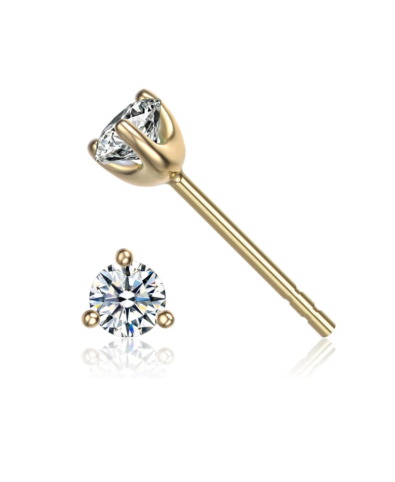 Sterling Silver Cubic Zirconia Solitaire Stud Earrings