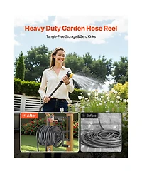 Vevor Wall Mounted Garden Hose Reel 125ft 5/8 in Hose Holder Brass Fitting and Basket