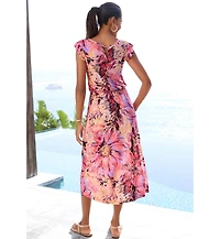 Lascana Women's A-Line Flutter Sleeve Romantic Dress