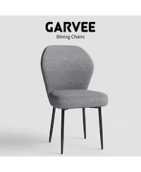 gaomon Set of 2 Grey Linen Dining Chairs with Metal Pegs, Modern Upholstered Side Chairs