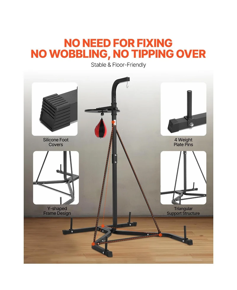 Vevor 2 in 1 Heavy Duty Punching Bag Frame Boxing Punching Fitness Stand Steel