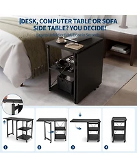 Gaomon 31.5" Rolling Folding Desk with Storage Shelf and Side Organizer