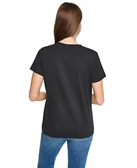 Dkny Jeans Women's Flocked Logo Crewneck T-Shirt