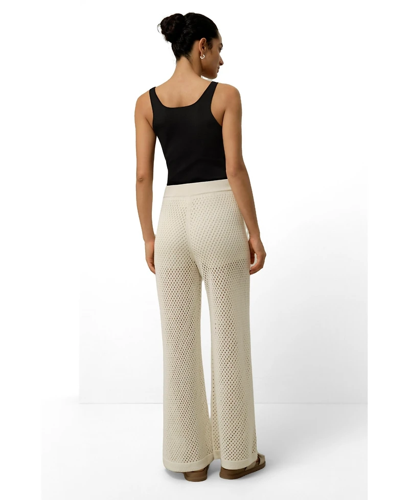 Lilysilk Women's Toscana Wide-Leg Pull-On Pointelle Pants