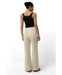 Lilysilk Women's Toscana Wide-Leg Pull-On Pointelle Pants