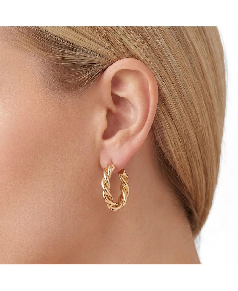 The Lovery Thin Twist Hoop Earrings 18K Gold Filled Over Brass