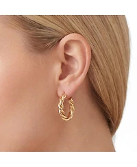 The Lovery Thin Twist Hoop Earrings 18K Gold Filled Over Brass