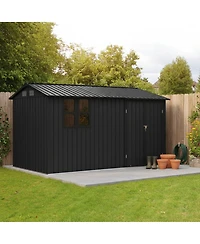 Streamdale Furniture 12x10 Feet Metal Outdoor Storage Shed With Window And Shelves