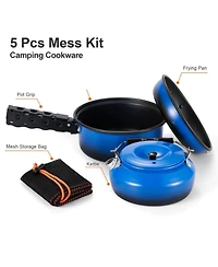 Piscifun 5-piece Camping Cookware Set Nonstick Pot Pan Kettle With Removable Handle For Hiking Picnic