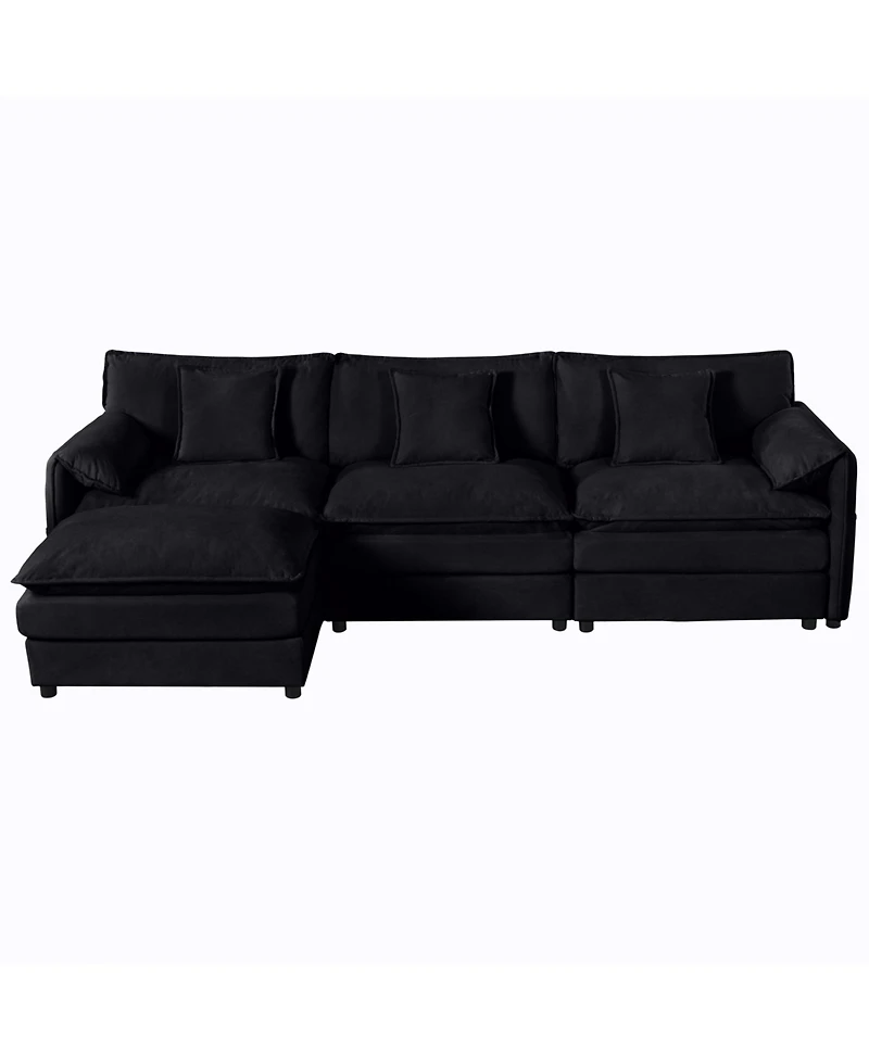 Clihome Modular Sectional Sofa, Oversized Deep Seat L Shaped Couch Set for Living Room, 3-Seater Comfy Cloud Couches,Chenille
