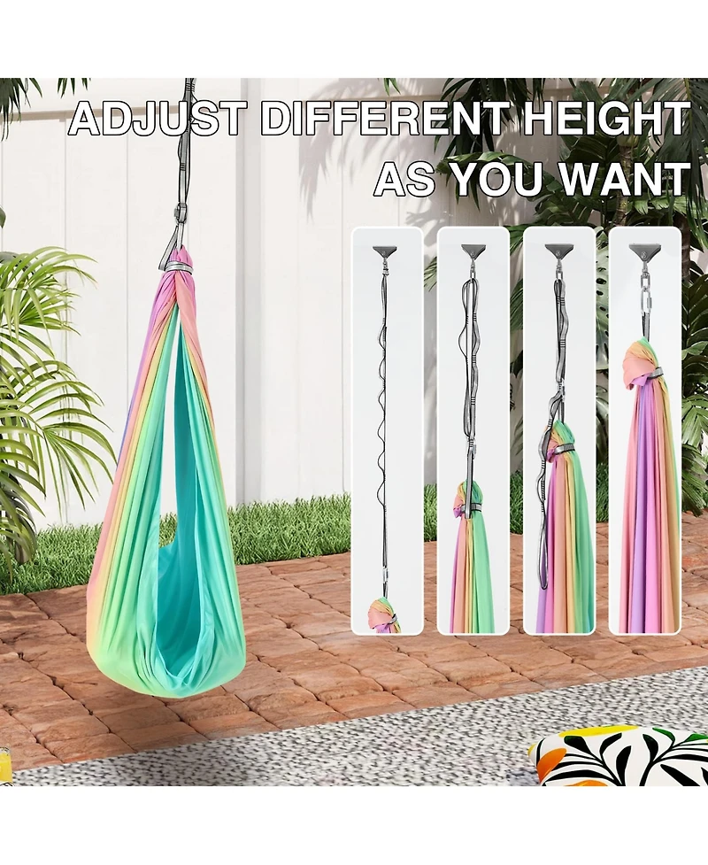 homfan Dual-Layer Sensory Swing, 55" x 59", 360degree(s) Swivel, Holds Up to 300 lb, Indoor Outdoor Therapy Swing