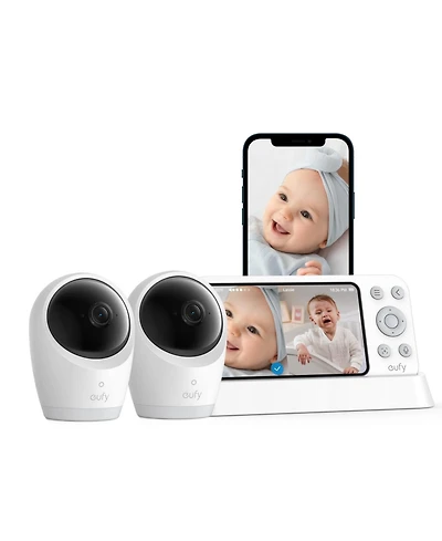 eufy Baby Monitor E21 with 2 4K Uhd Cameras, 5'' 720p Display, 8× Zoom, Portable Camera with Built-in Battery