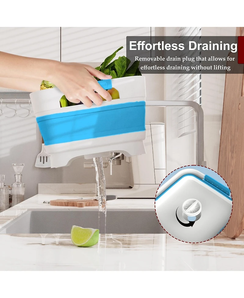 Piscifun Collapsible Wash Basin With Removable Drain Plug Multiuse Foldable Bucket For Camping Rv Kitchen