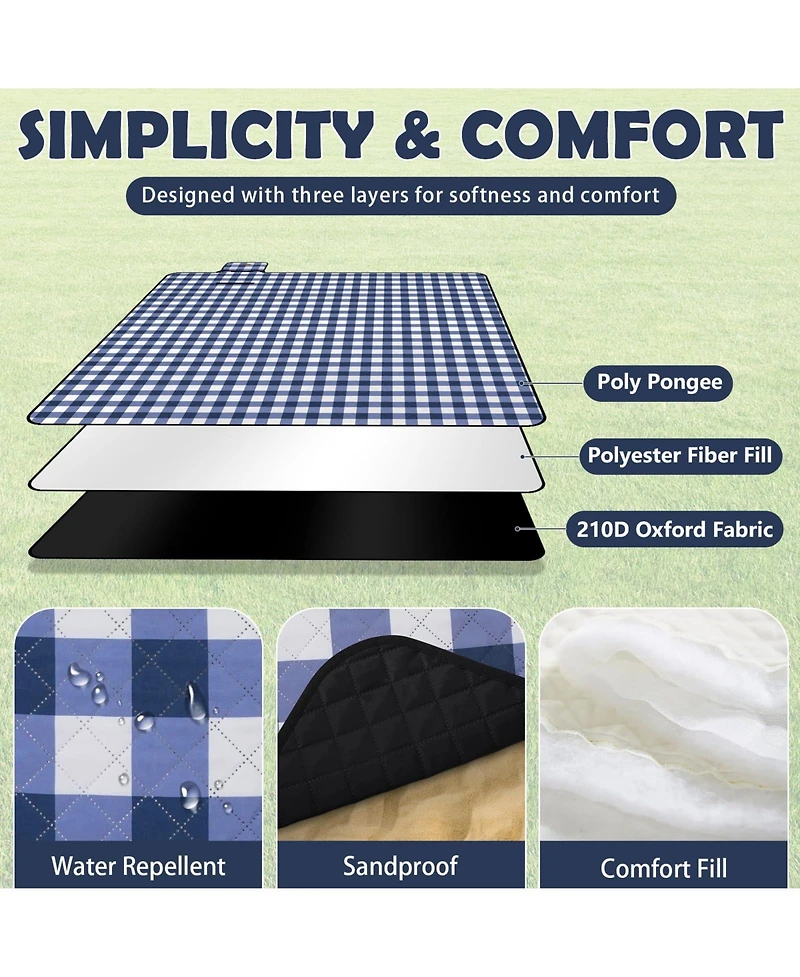 Aofar Picnic Blanket Waterproof Sandproof Camping Beach Mat Outdoor