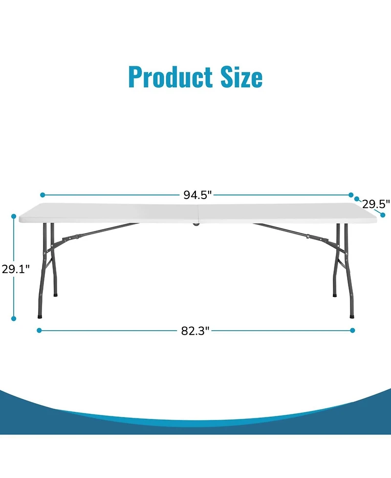 Aofar 8 Feet Folding Table Portable Plastic Steel Frame Lock Handle