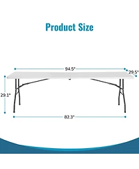 Aofar 8 Feet Folding Table Portable Plastic Steel Frame Lock Handle