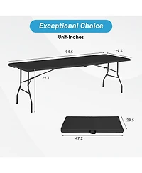 Aofar 8 Feet Folding Table Heavy Duty Plastic Utility Indoor Outdoor Party Dining Lock Function