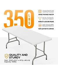 Aofar 6Feet Folding Table Portable Plastic Long Tables Party Camping Outdoor