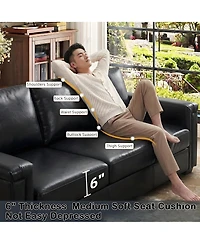 homfan 87.8 inch 3 Seater, Modern Faux Leather with 22 Deep Seat, Wide Square Arms, Firm Cushions, Heavy Duty Frame, Easy to Clean for Apartment