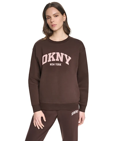 Dkny Sport Women's Varsity Puff Logo Crewneck Sweatshirt