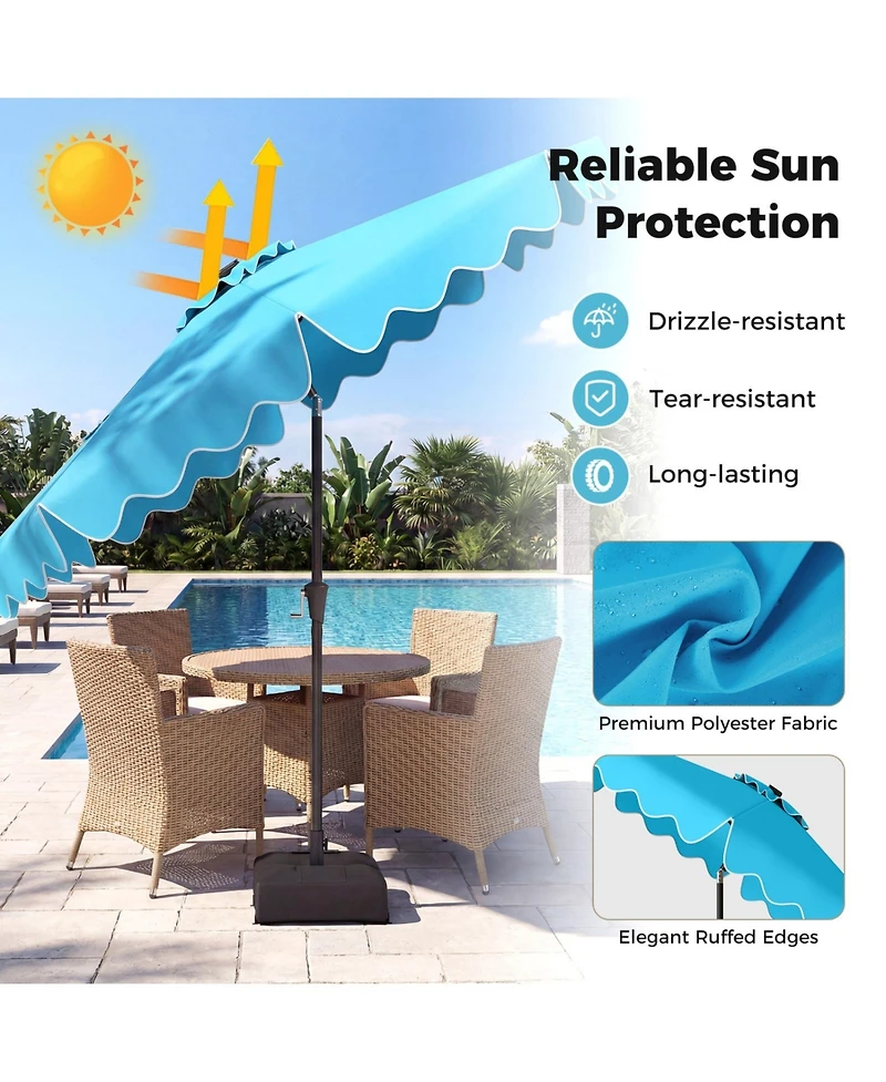 Sugift 10 Feet Solar Led Patio Umbrella with 32 Lights and Weighted Sandbag Base