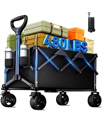 Gnuadz Collapsible Wagon Cart All-Terrain Wheels Adjustable Handle 480LBS