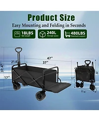 Gnuadz Collapsible Wagon Cart Foldable Tailgate Heavy Duty Beach Wheels