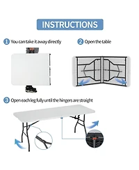 Aofar 6 Feet Folding Utility Party Dining Table Heavy Duty Lock Function