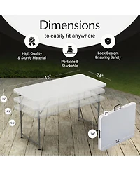 Aofar 4 Feet Foldable Table Adjustable Height Steel Portable