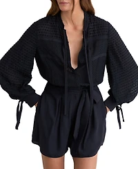 Reiss Women's Katerina Embroidered Belted Playsuit