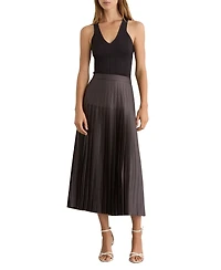 Reiss Petite Savannah Satin Pleated Midi Skirt