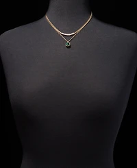 Dkny Green Crystal Two Row Pendant Necklace, 16" + 3" extender