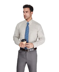 Club Room Men's Regular-Fit Brown Plaid Dress Shirt