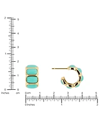 Macy's Gold-Plated Howlite Turquoise Rectangle Bezel Huggie Hoop Earrings