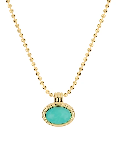 Macy's Gold-Plated Howlite Turquoise Oval Beaded Necklace