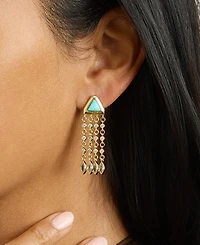 Macy's Gold-Plated Howlite Turquoise and Cubic Zirconia Triangle Waterfall Drop Earrings