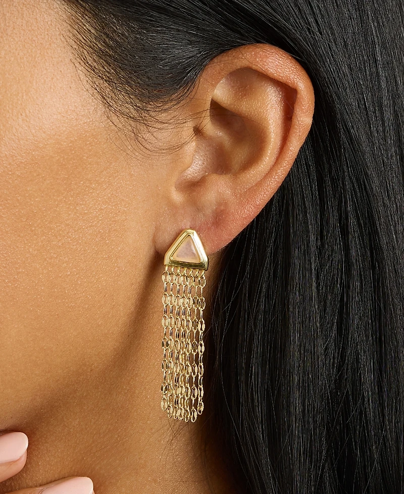 Macy's Gold-Plated Rose Quartz Triangle Waterfall Drop Earrings
