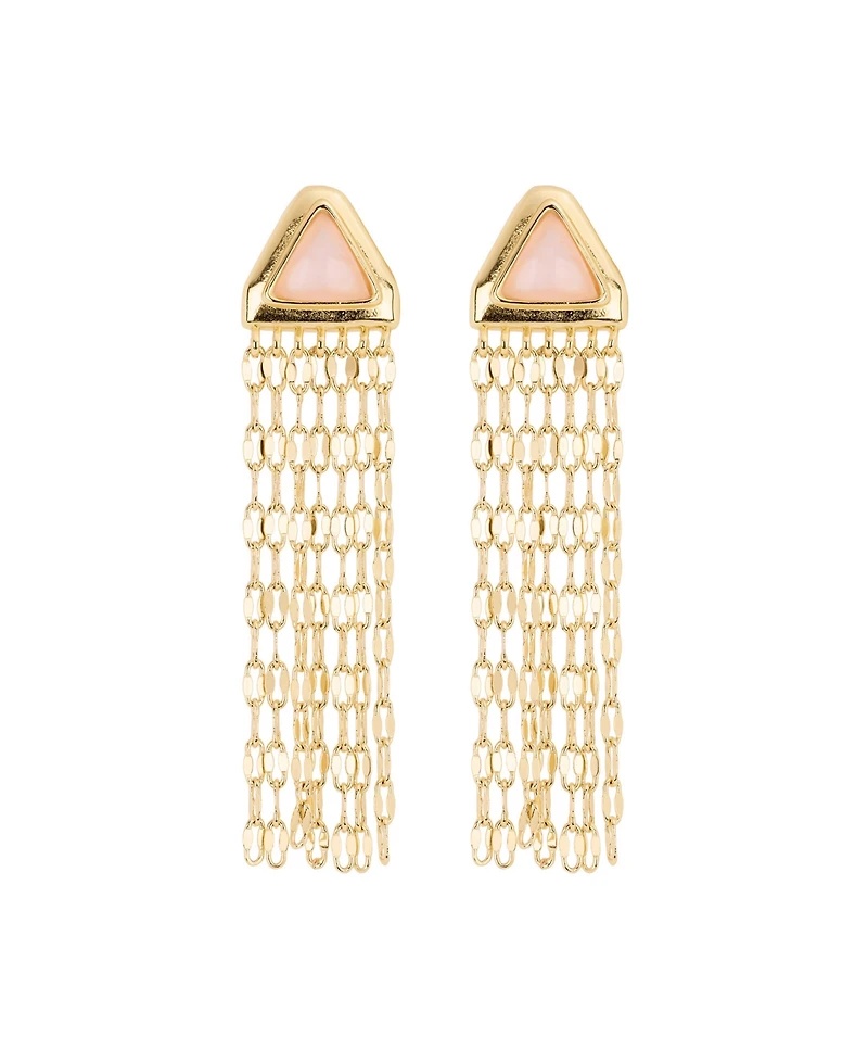 Macy's Gold-Plated Rose Quartz Triangle Waterfall Drop Earrings