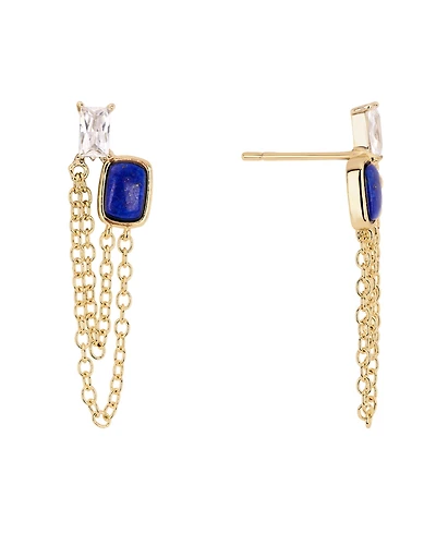 Macy's Gold-Plated Lapis Howlite Simulated Cubic Zirconia Chain Drop Earrings